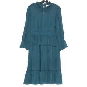 Bohme Dress Cottage Dark Academia Romantic Feminine Boho Retro Prairie Teal XL